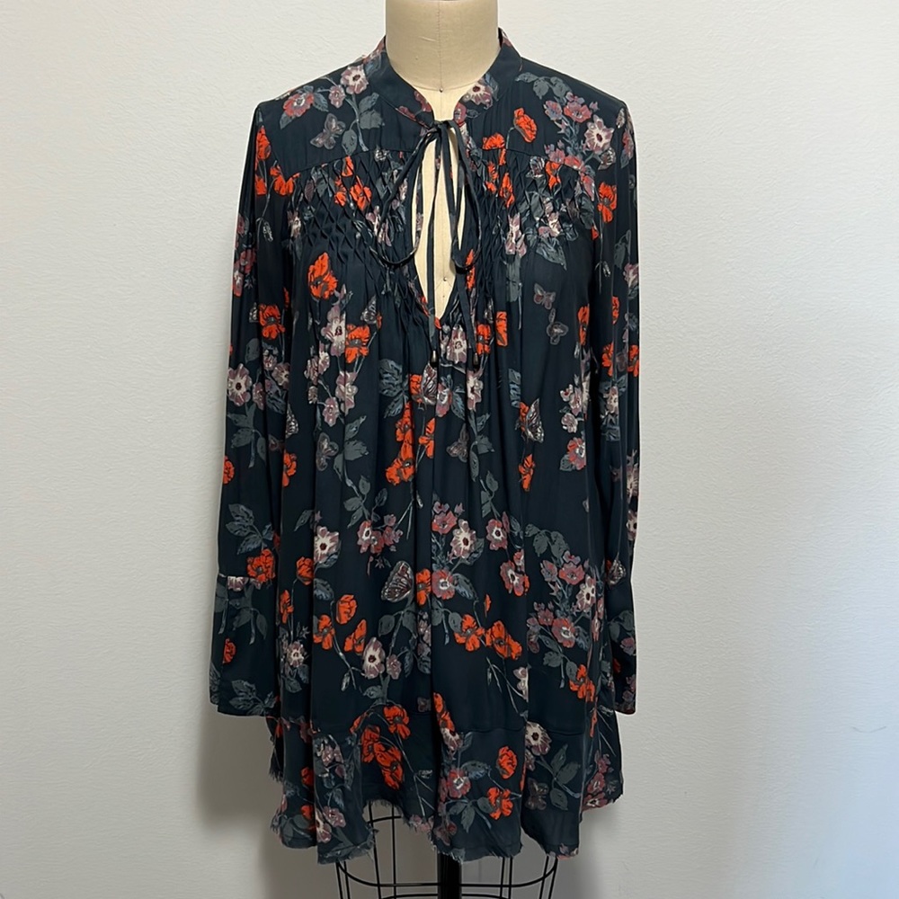 Free People Floral Dress - Dark Green and Orange